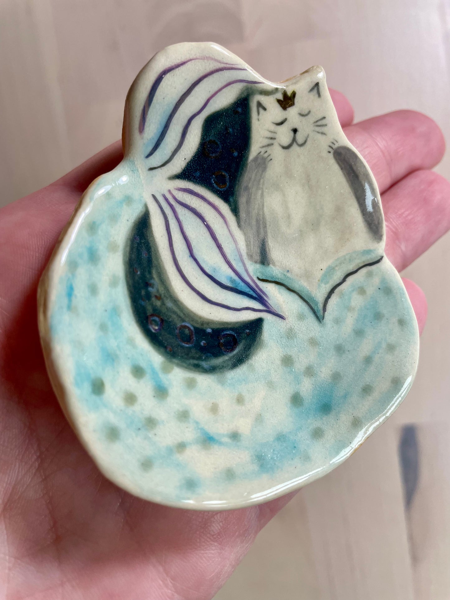 Ceramic: Cat mermaid dishes