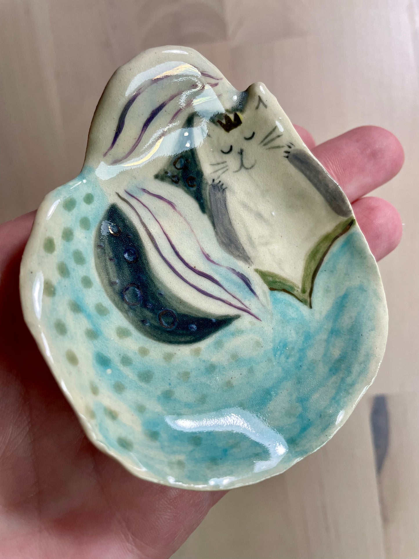 Ceramic: Cat mermaid dishes