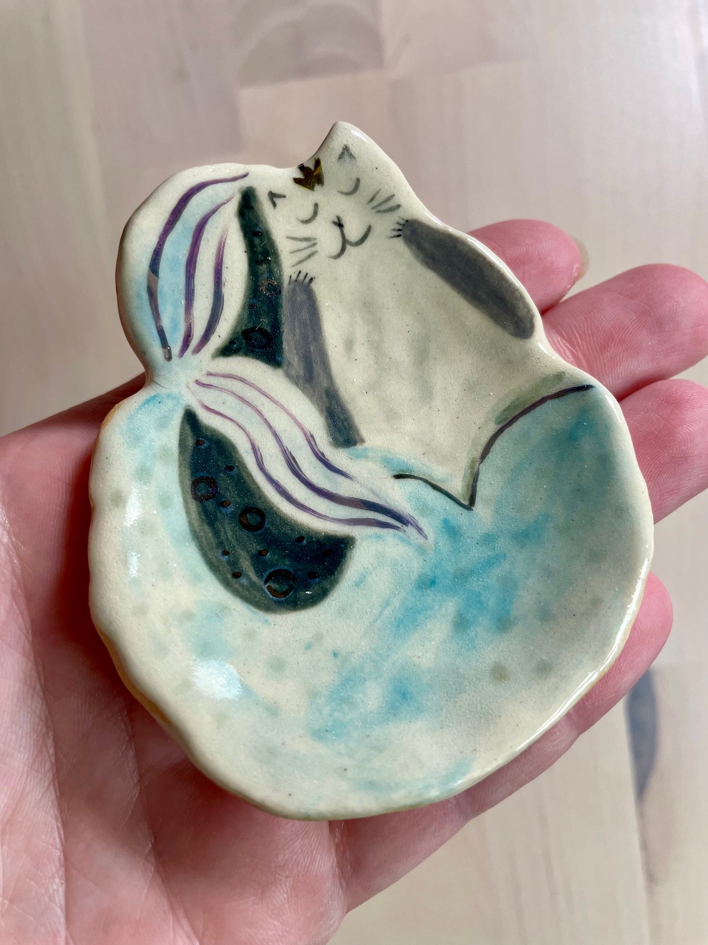 Ceramic: Cat mermaid dishes