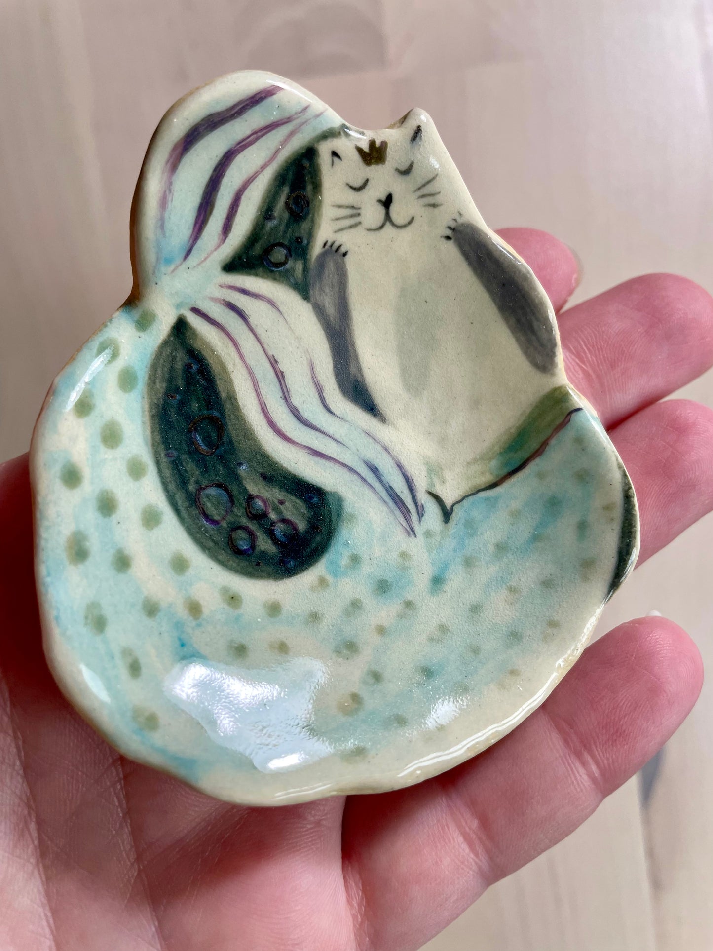 Ceramic: Cat mermaid dishes