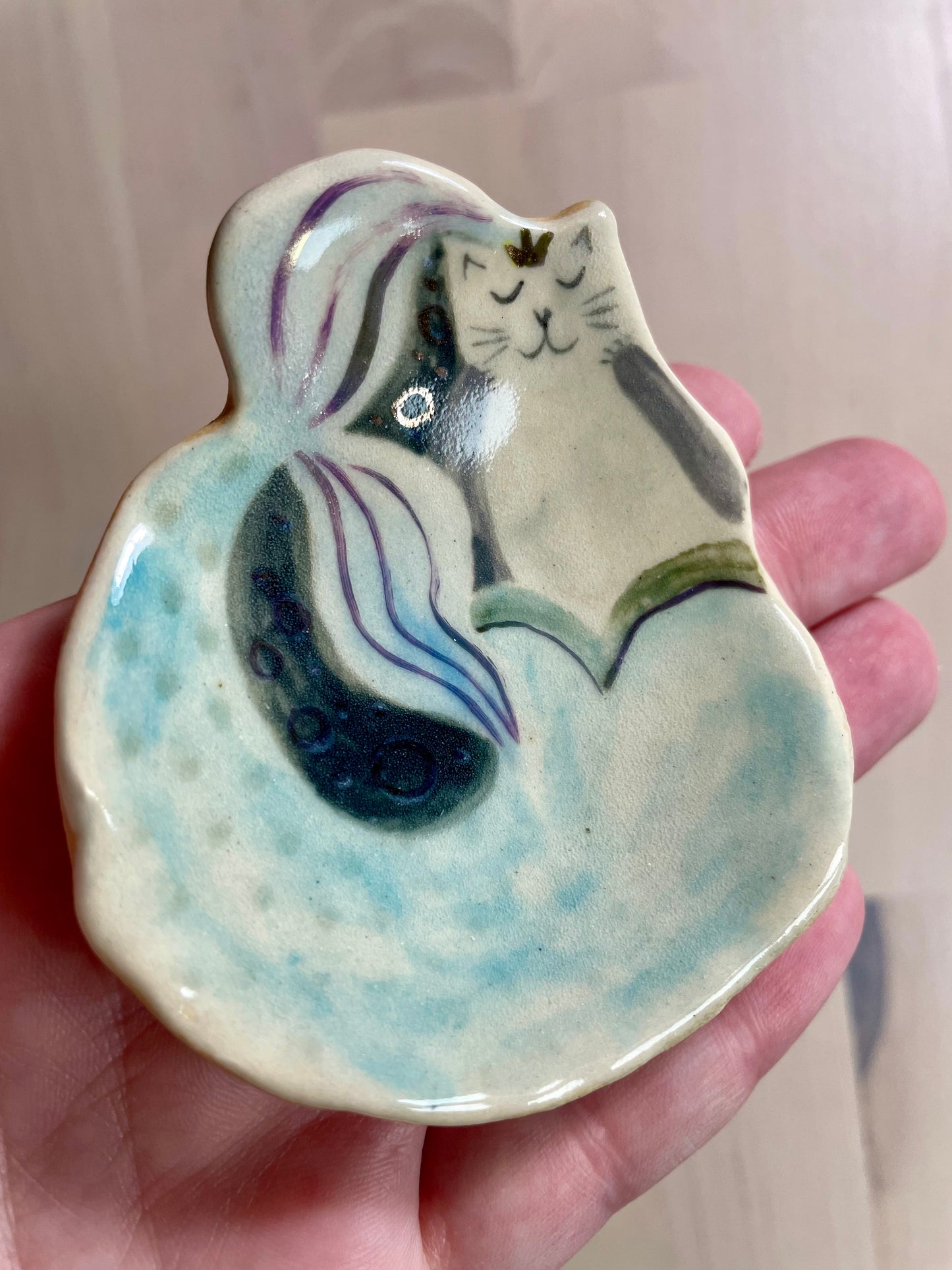 Ceramic: Cat mermaid dishes