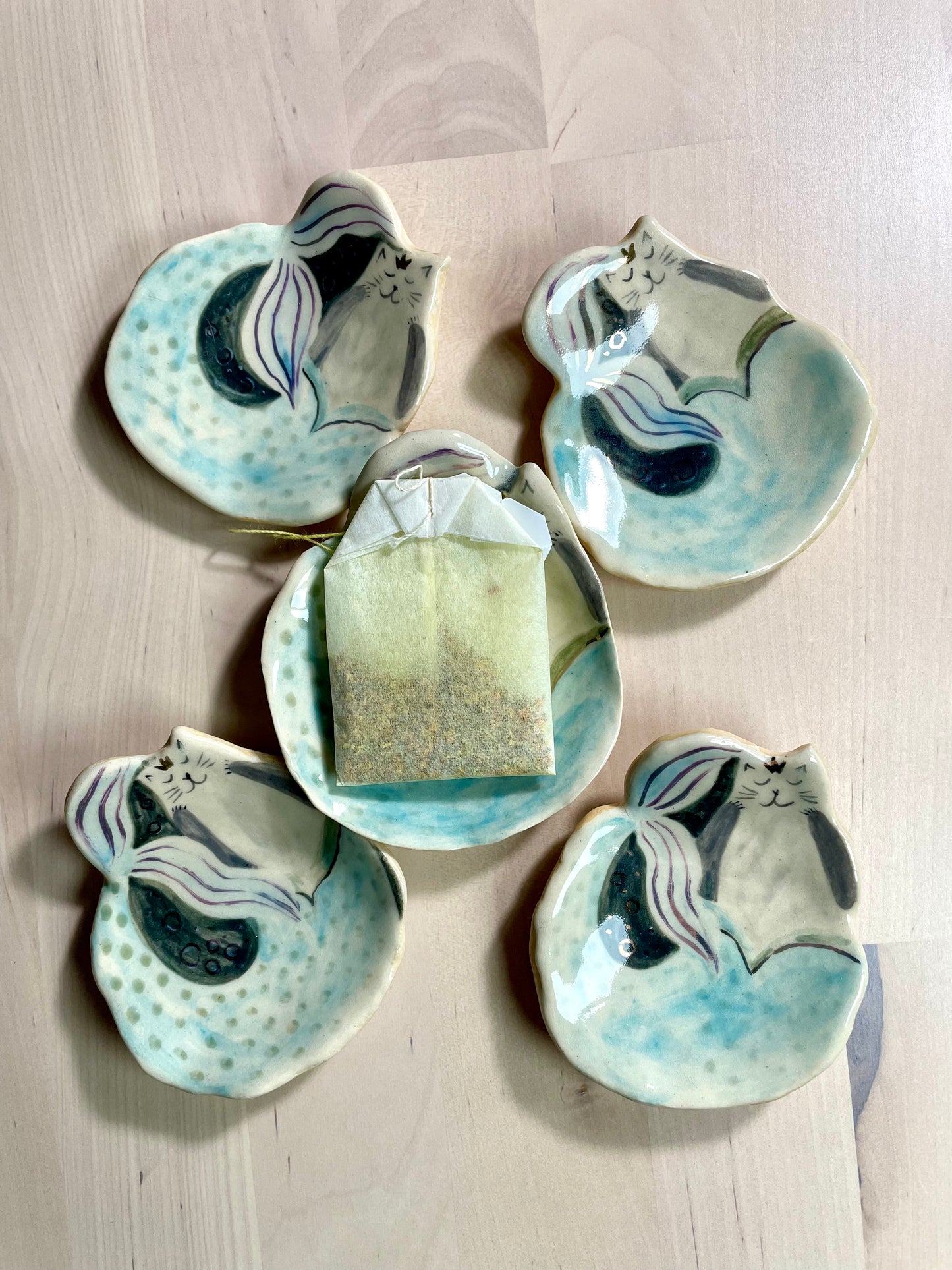 Ceramic: Cat mermaid dishes