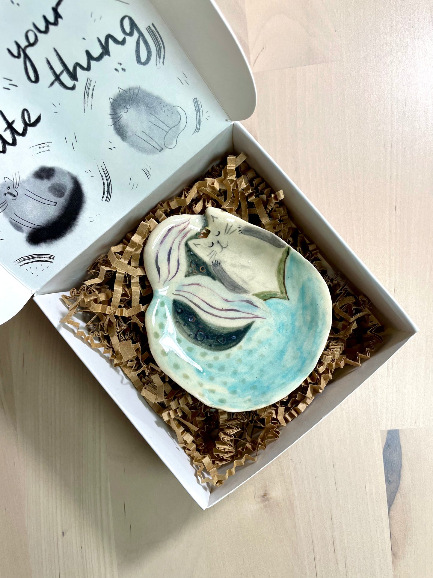 Ceramic: Cat mermaid dishes