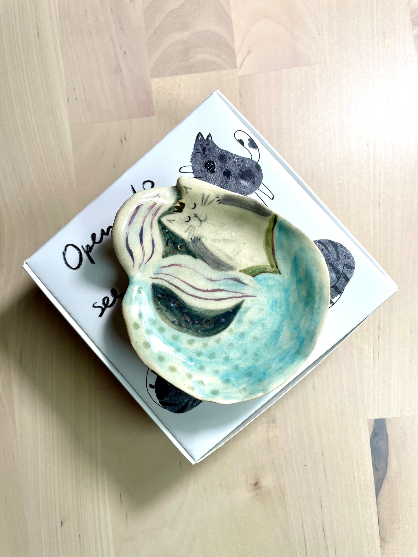 Ceramic: Cat mermaid dishes