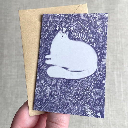 Mini card: Cats Among Laced Flowers