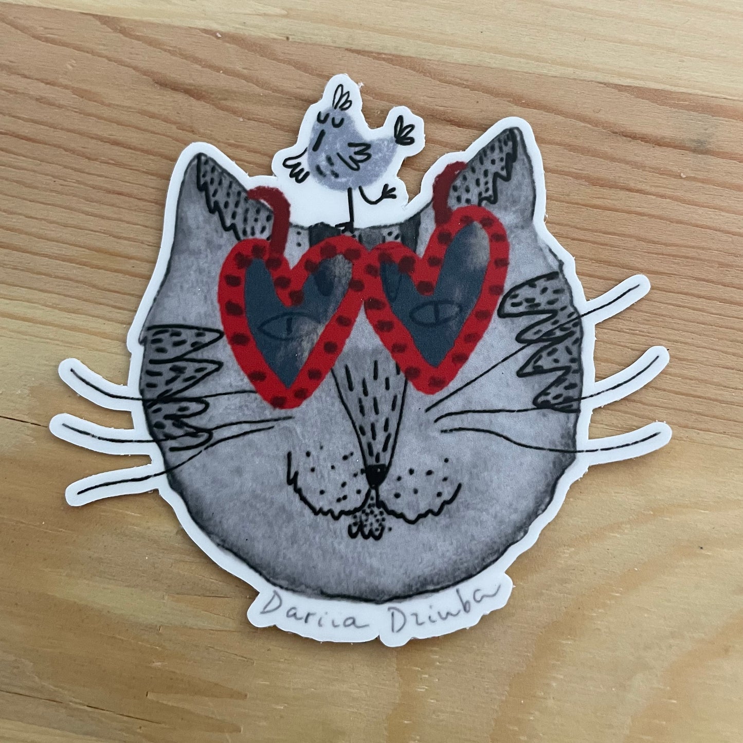 Autocollant Chat assis et café