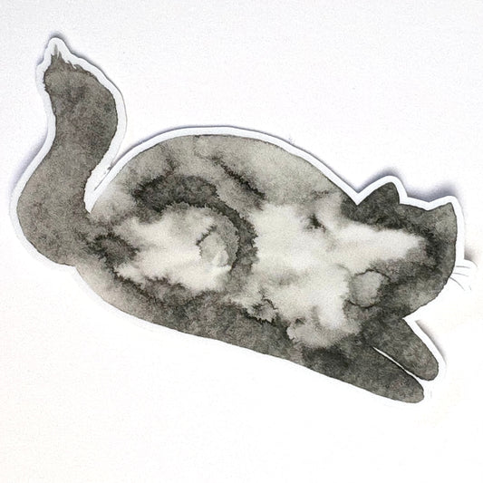 Sticker: Black-and-white ink cat sticker