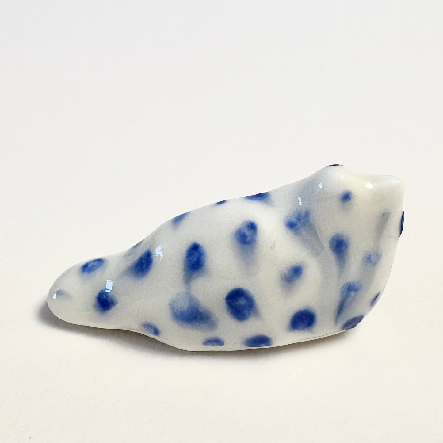 Tiny Blue Leopard Cat Miniature – Handcrafted Porcelain Cat Figurine