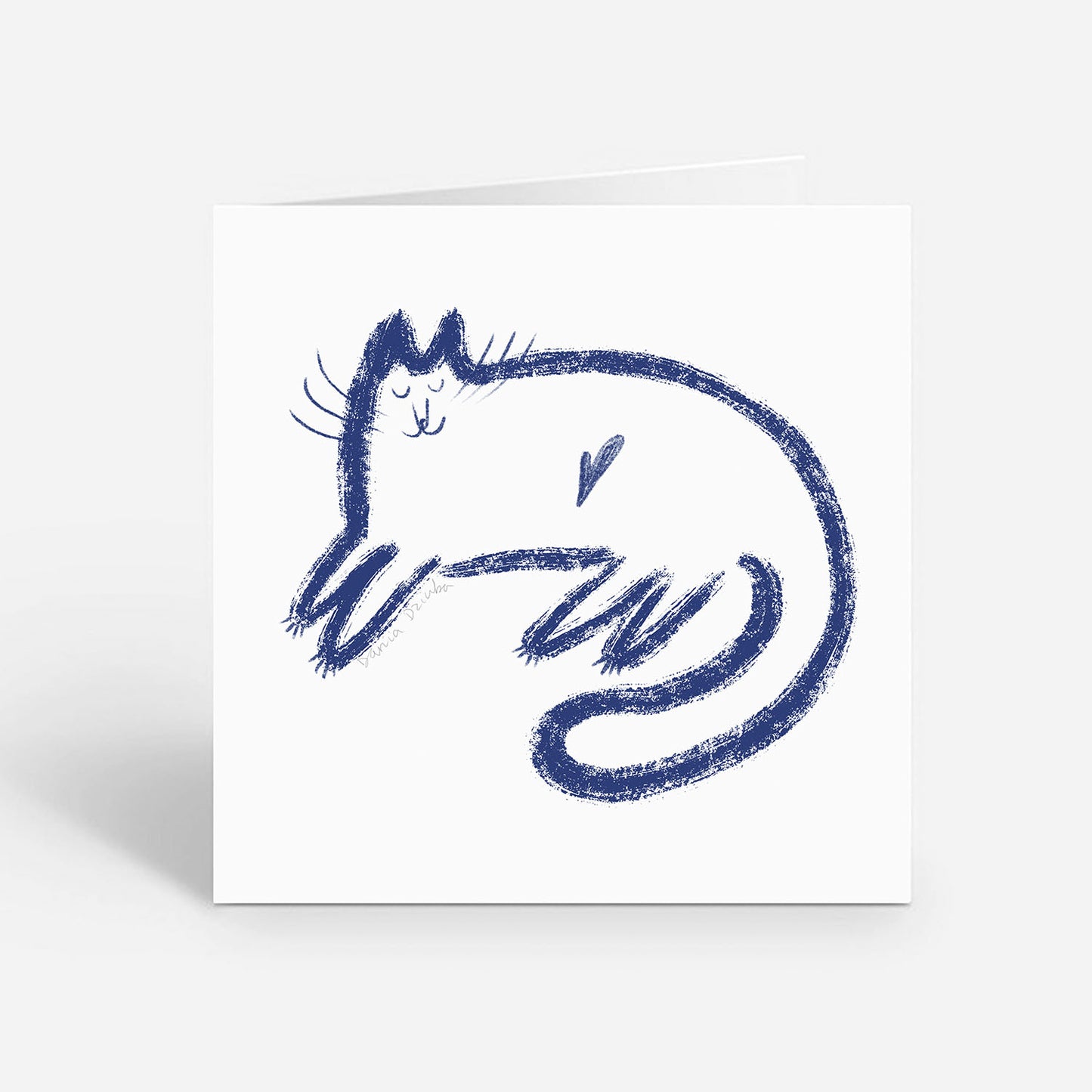 Square Greeting card: Cozy Cat Love