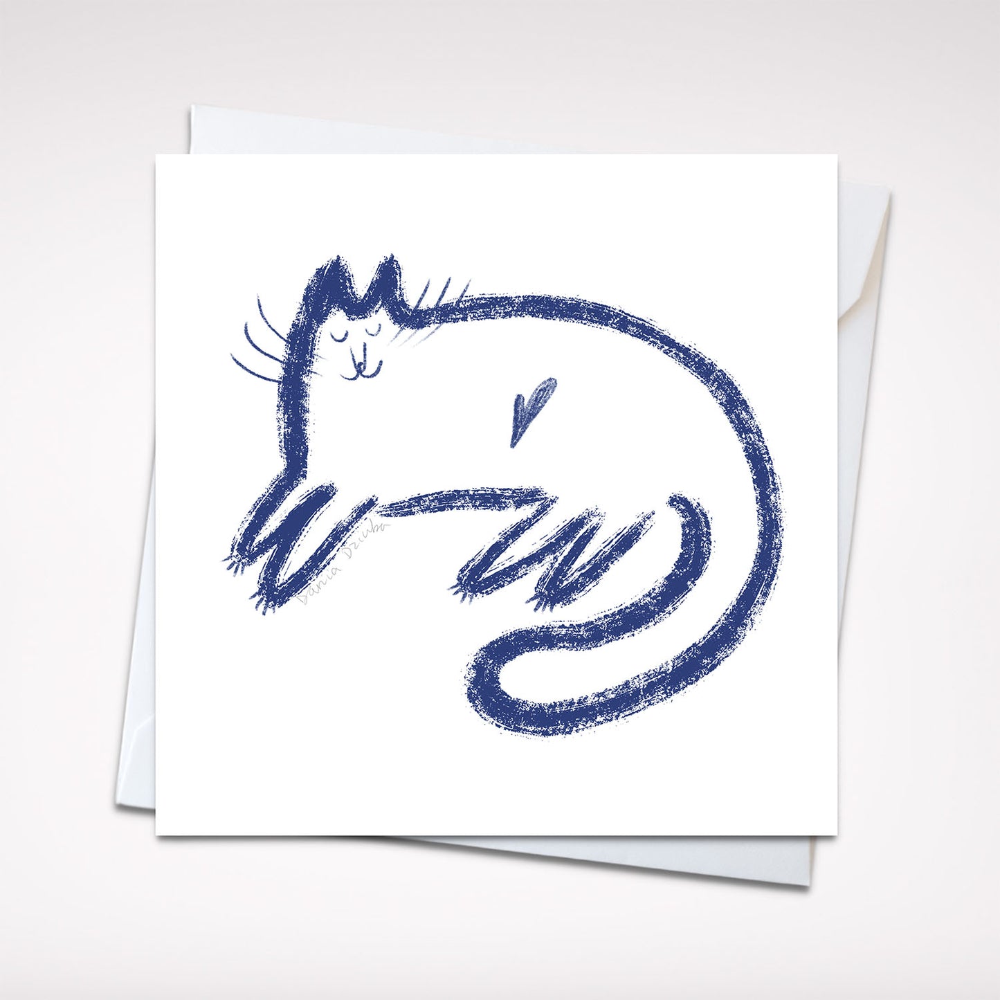 Square Greeting card: Cozy Cat Love