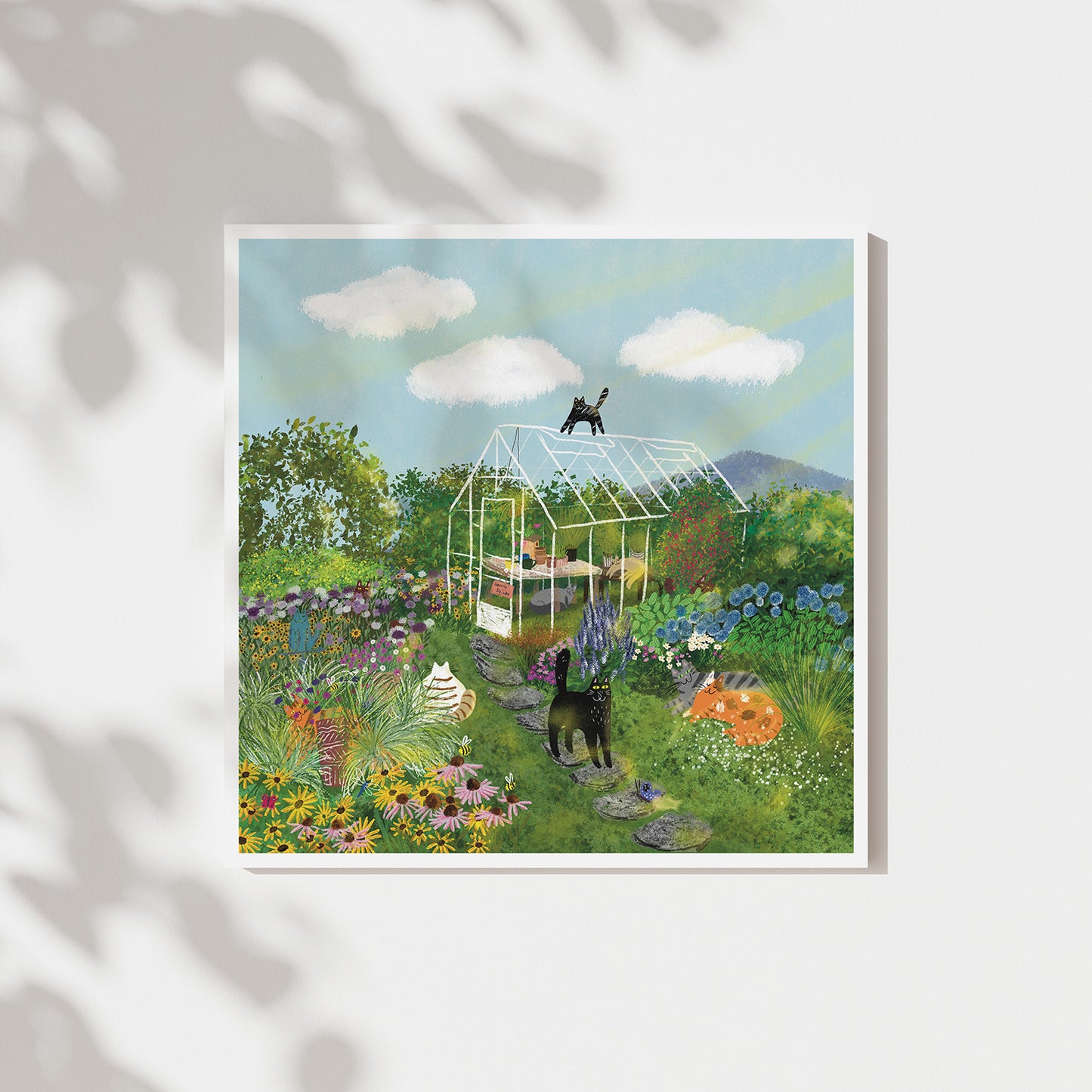 Cats at Greenhouse Unframed Art Print