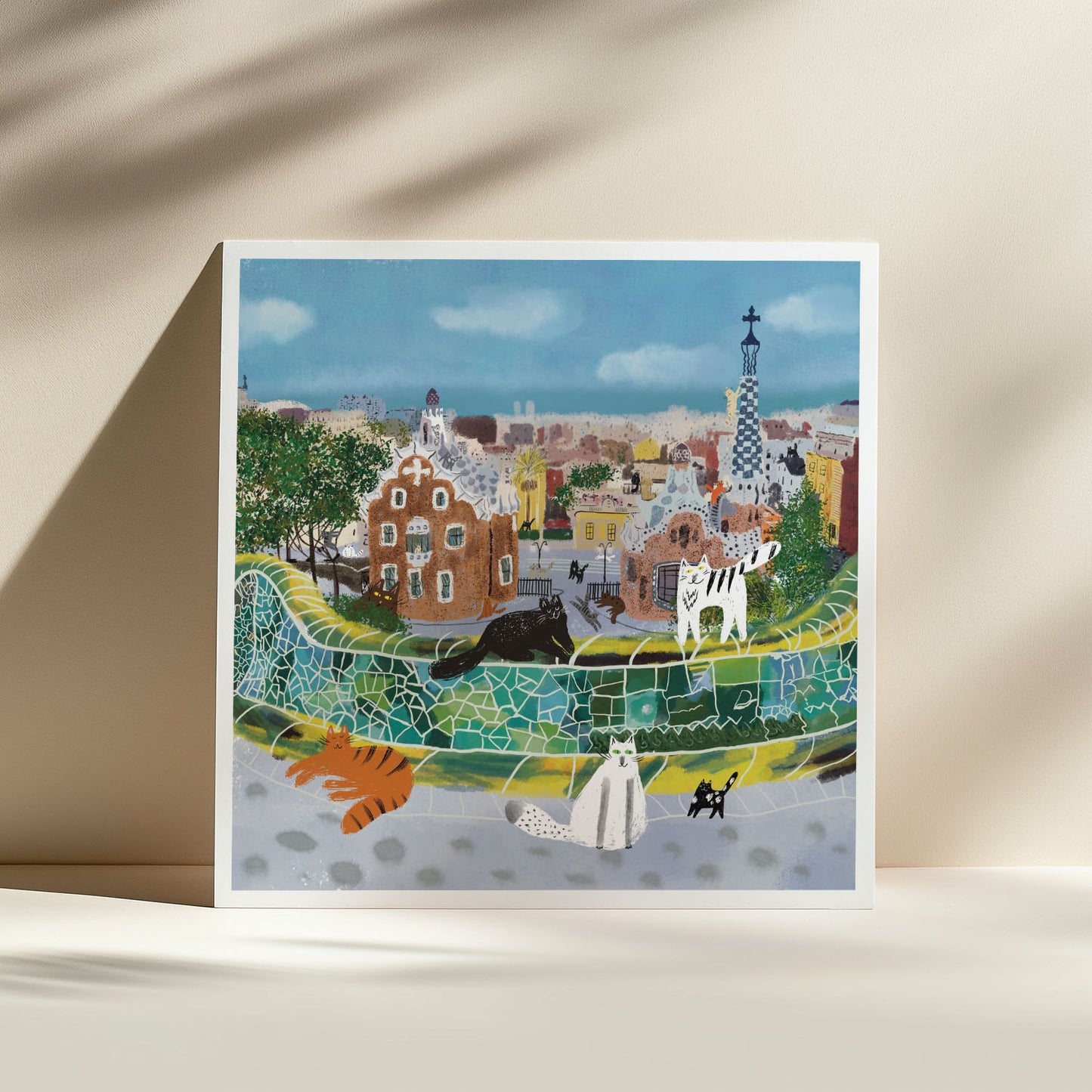 Unframed Art Print: Cats in Barcelona (Gaudi park)