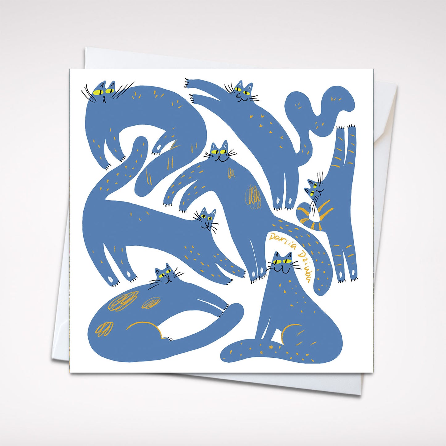 Carte de vœux carrée : Midnight Mischief - Whimsical Blue