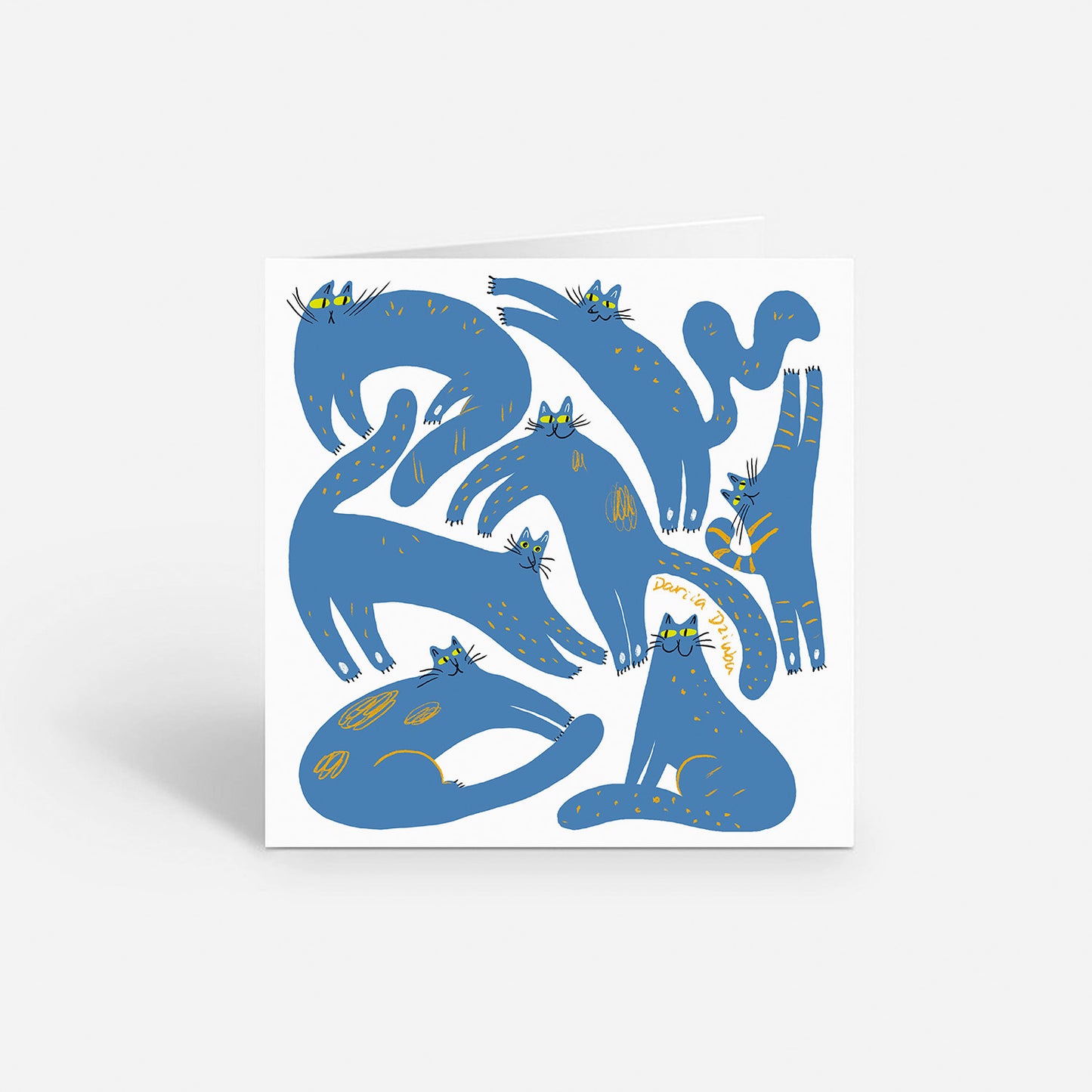 Carte de vœux carrée : Midnight Mischief - Whimsical Blue