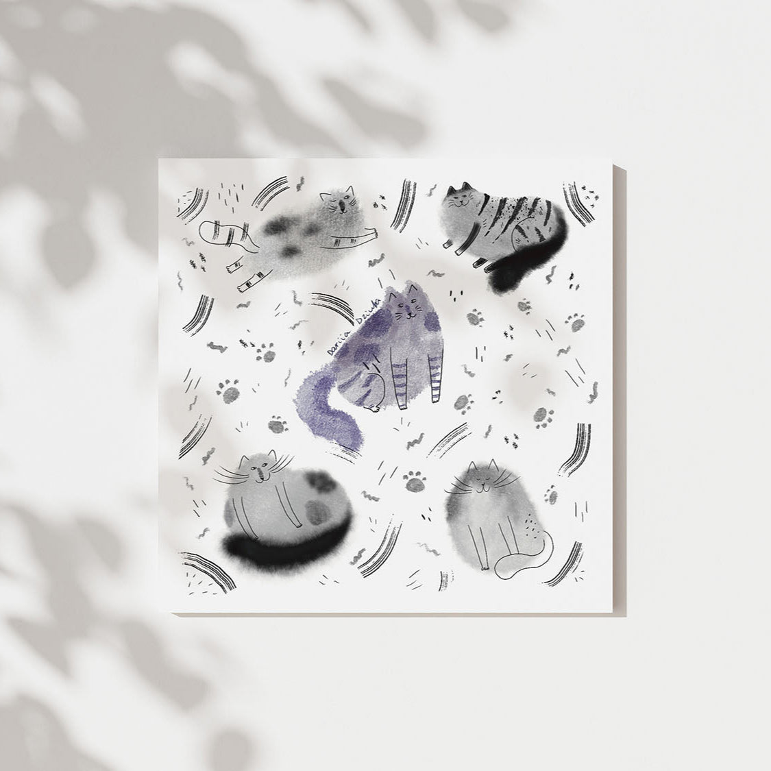 Impression d'art sans cadre : Chats violets et gris