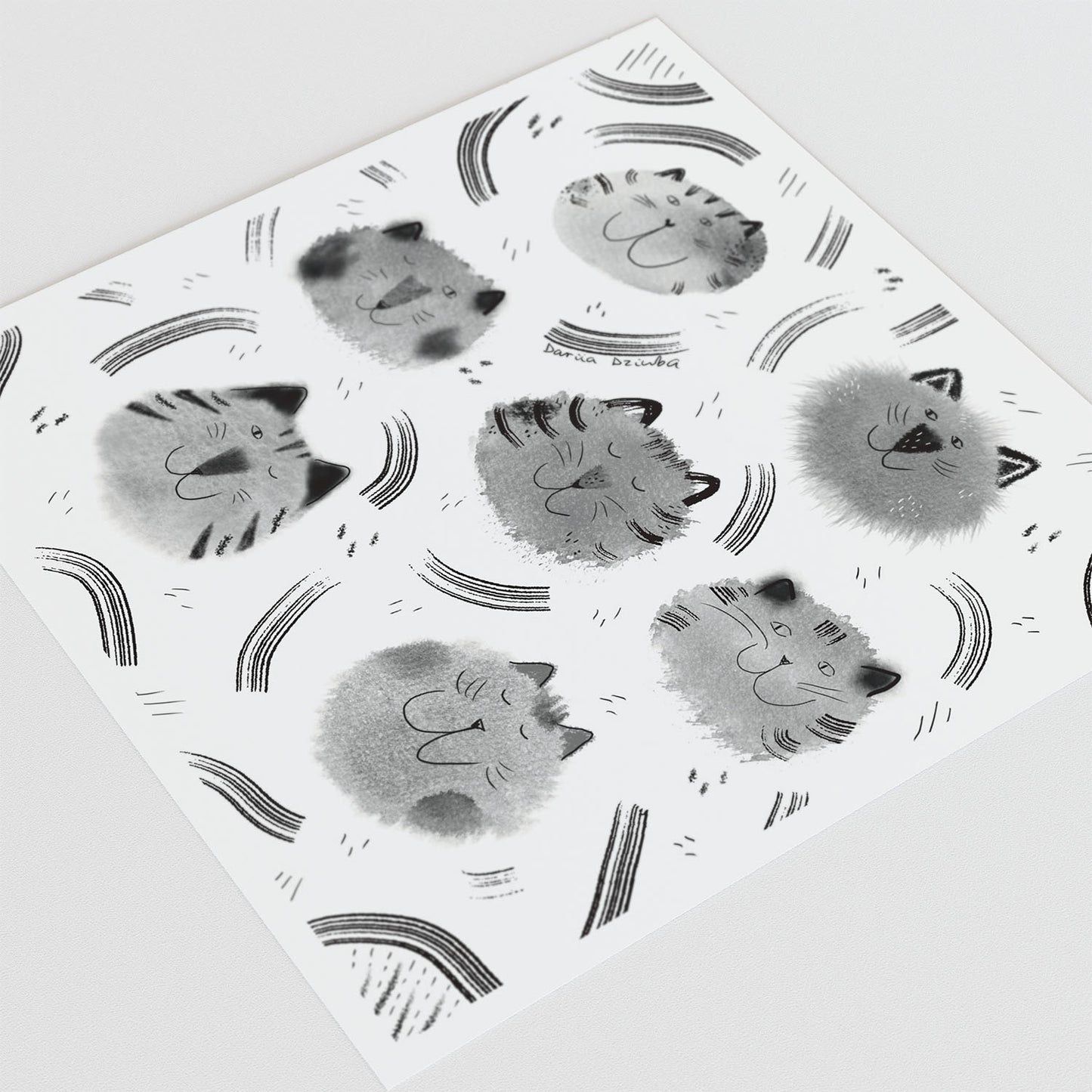 Impression d'art de chat : Têtes de chat heureuses