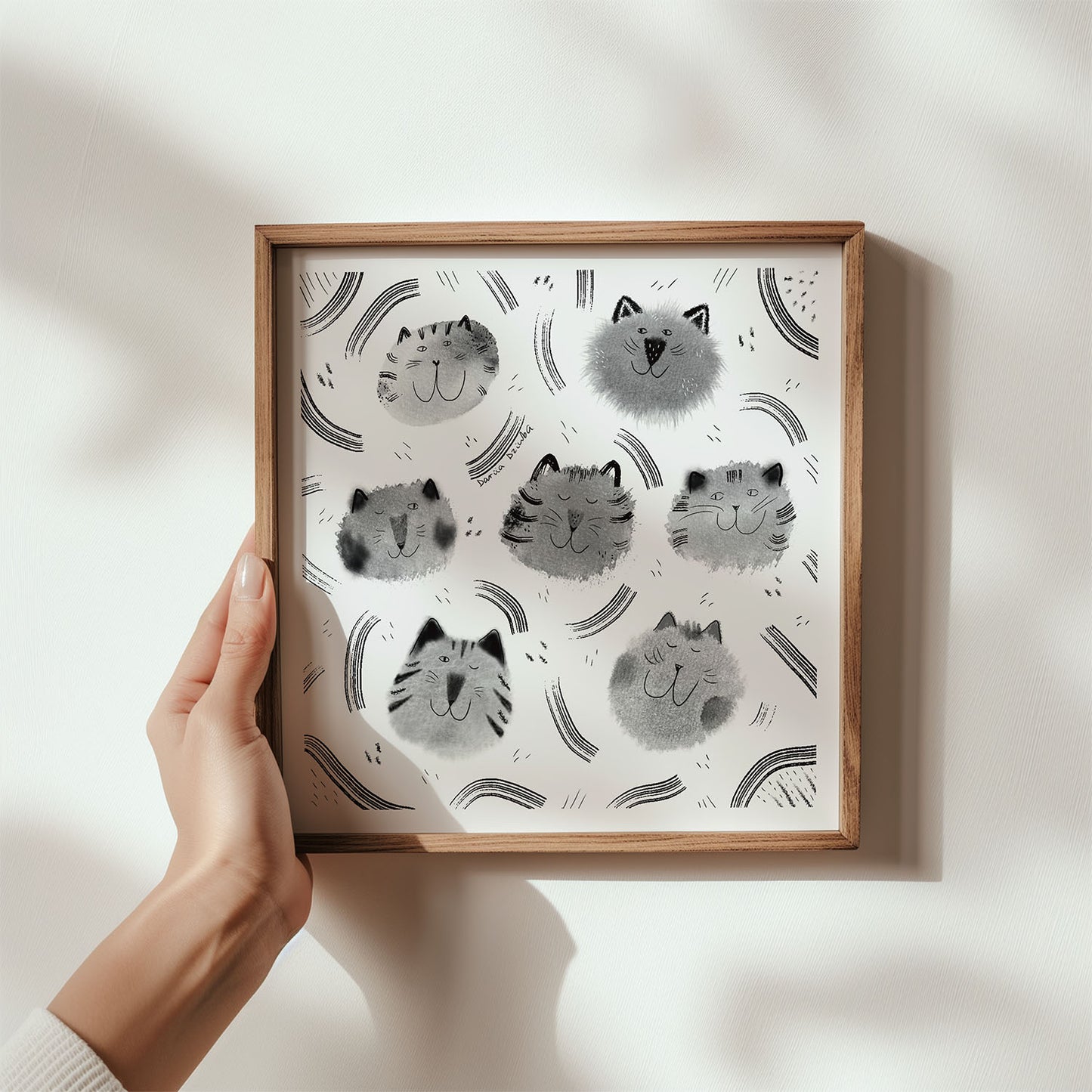 Impression d'art de chat : Têtes de chat heureuses