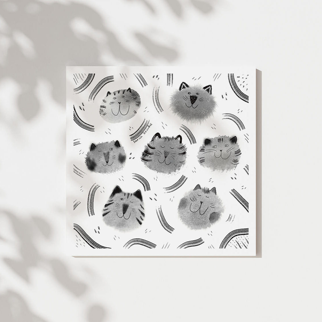 Impression d'art de chat : Têtes de chat heureuses