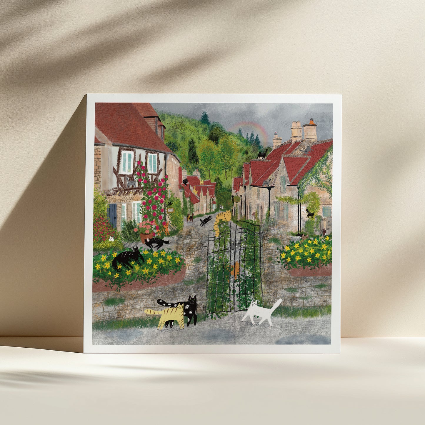 Impression d'art chat : Chats dans une ville ancienne