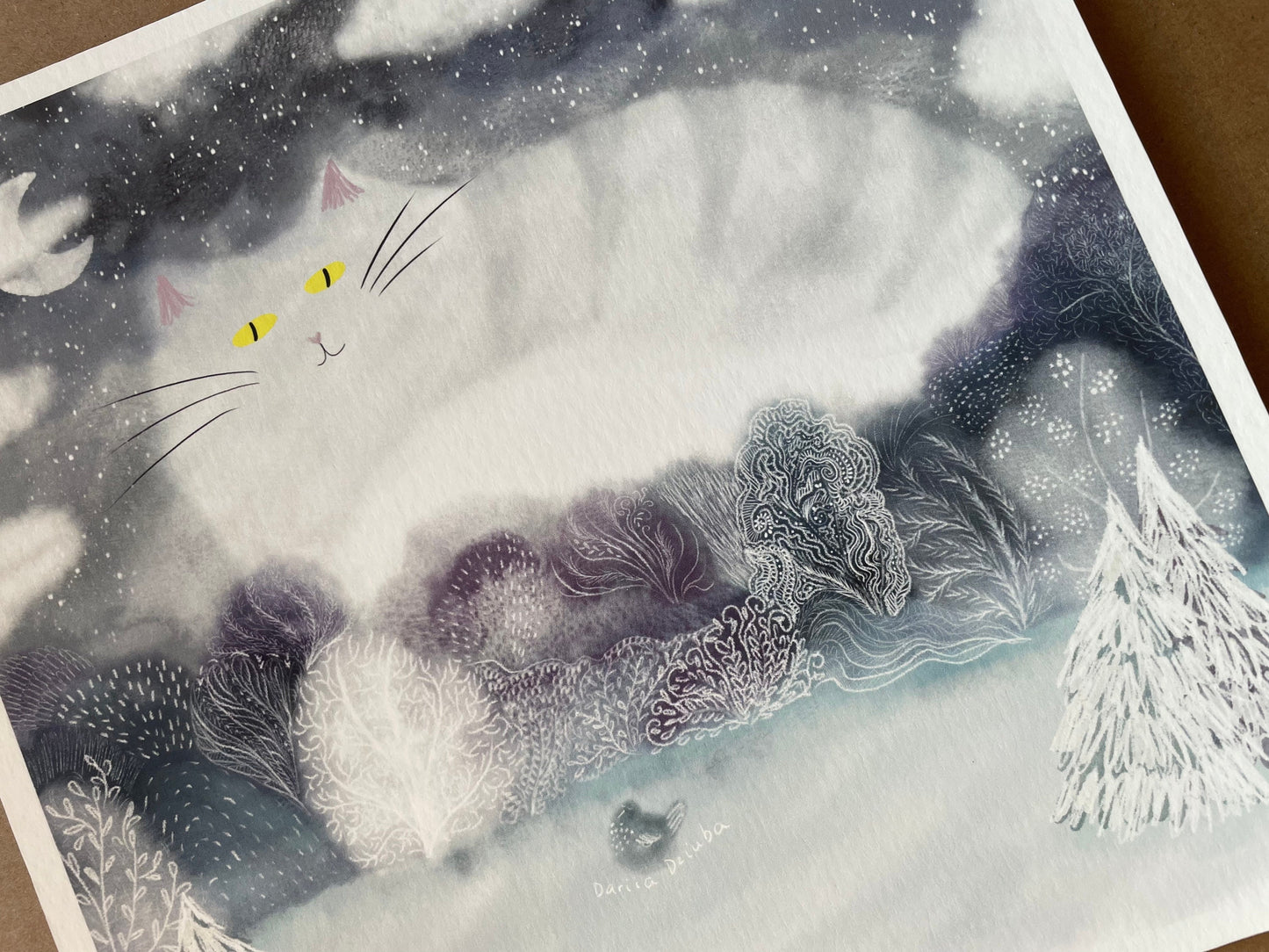 Impression d’art de chat : Illustration d’illustration de chat de nuage d’hiver