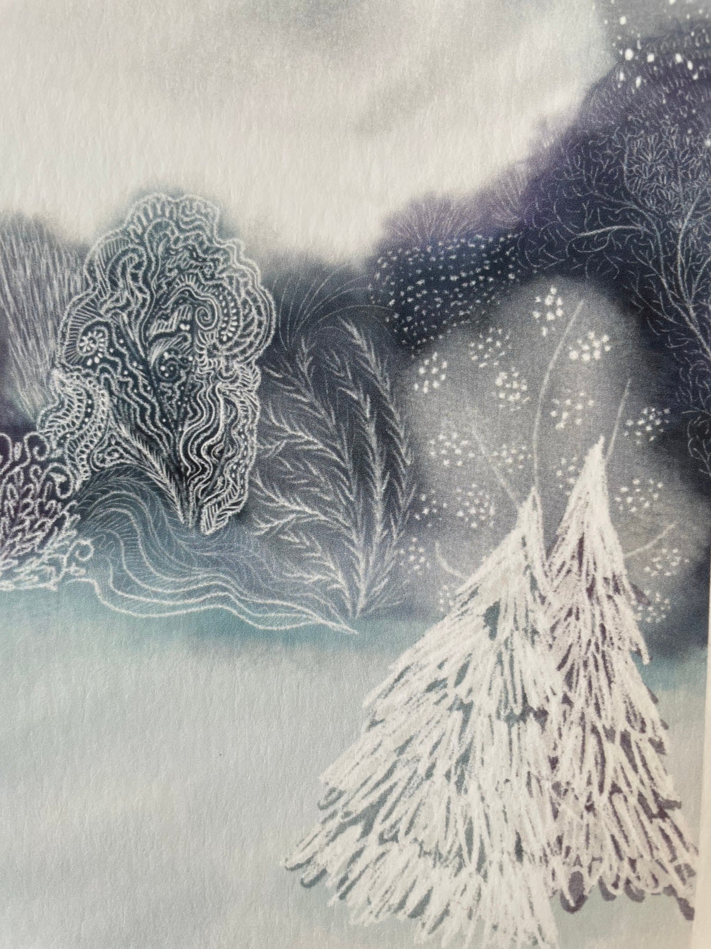 Impression d’art de chat : Illustration d’illustration de chat de nuage d’hiver