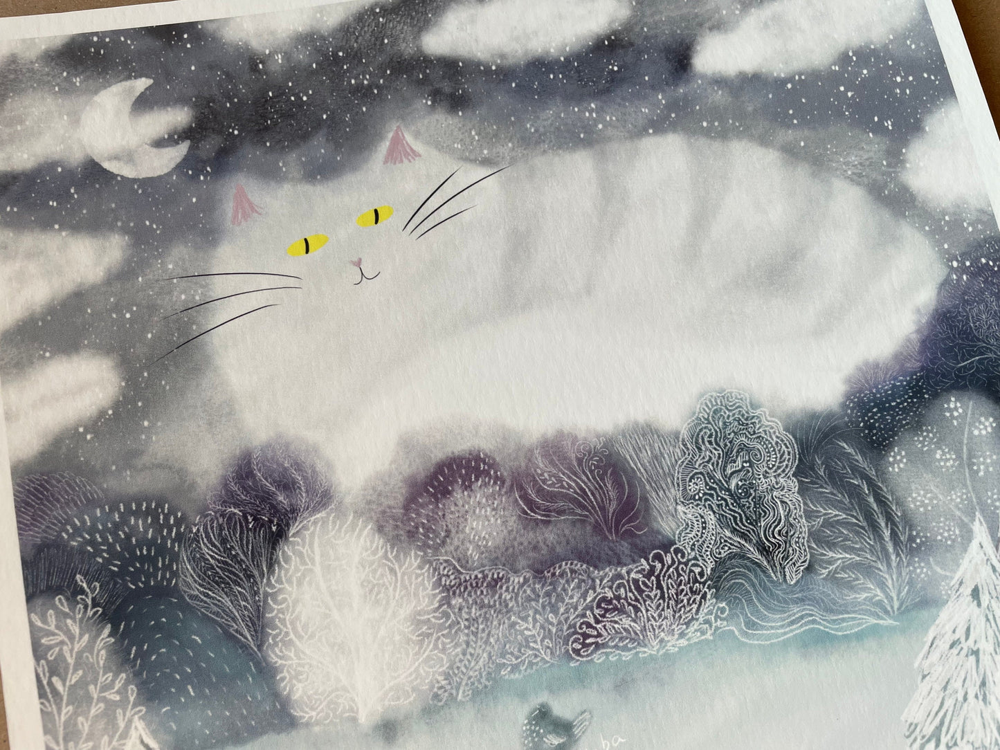 Impression d’art de chat : Illustration d’illustration de chat de nuage d’hiver