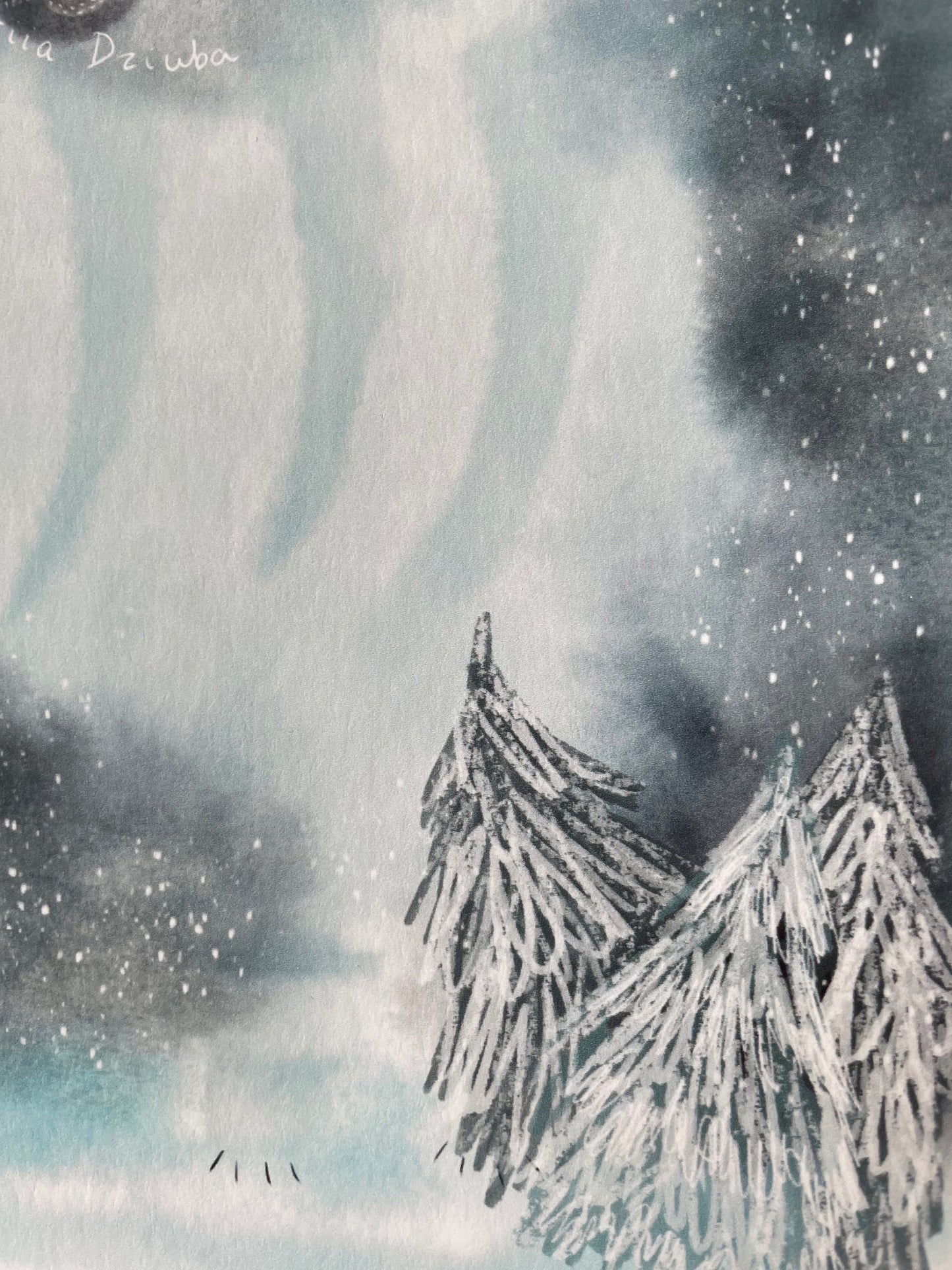 Impression d’art de chat : Illustration d’un chat d’hiver dans les montagnes