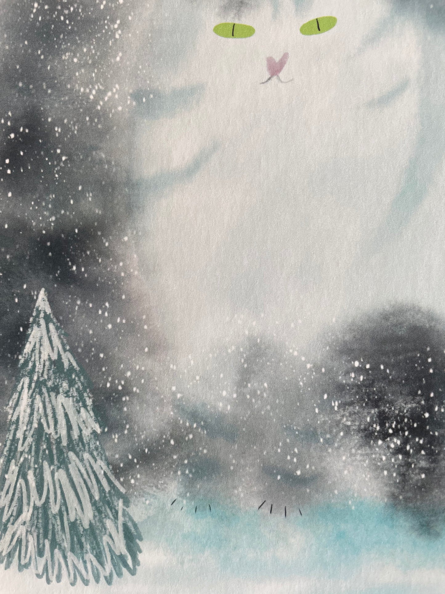 Impression d’art de chat : Illustration d’un chat d’hiver dans les montagnes