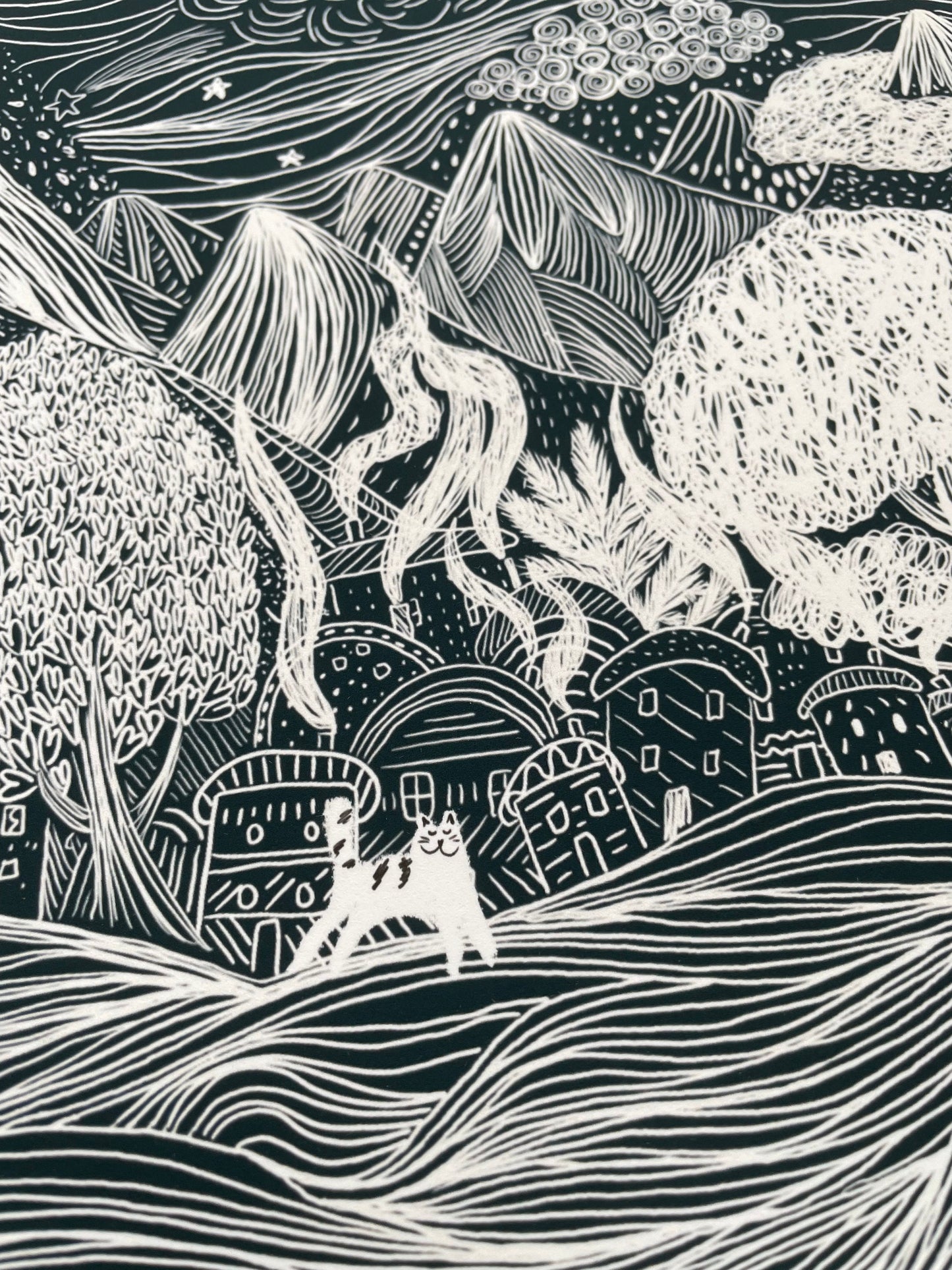 Impression d'art sans cadre Chat dans une forêt magique