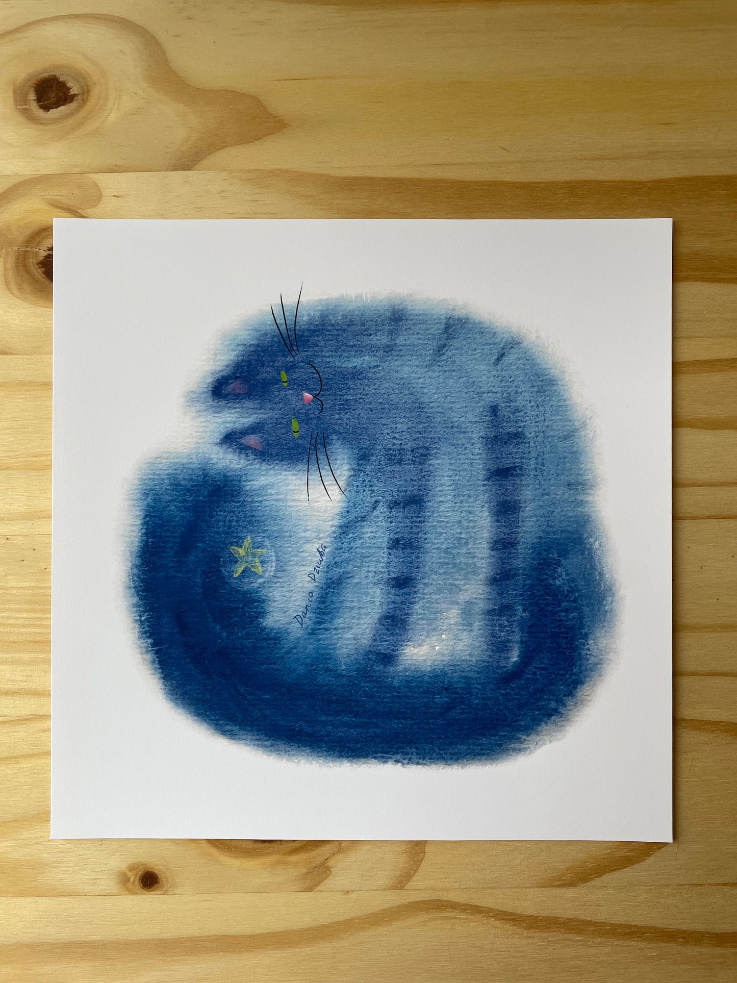 Cat and Star Unframed Art Print