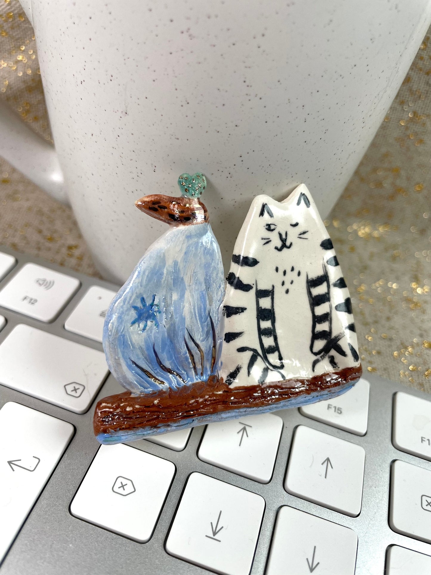 Céramique : Chat sur un bateau