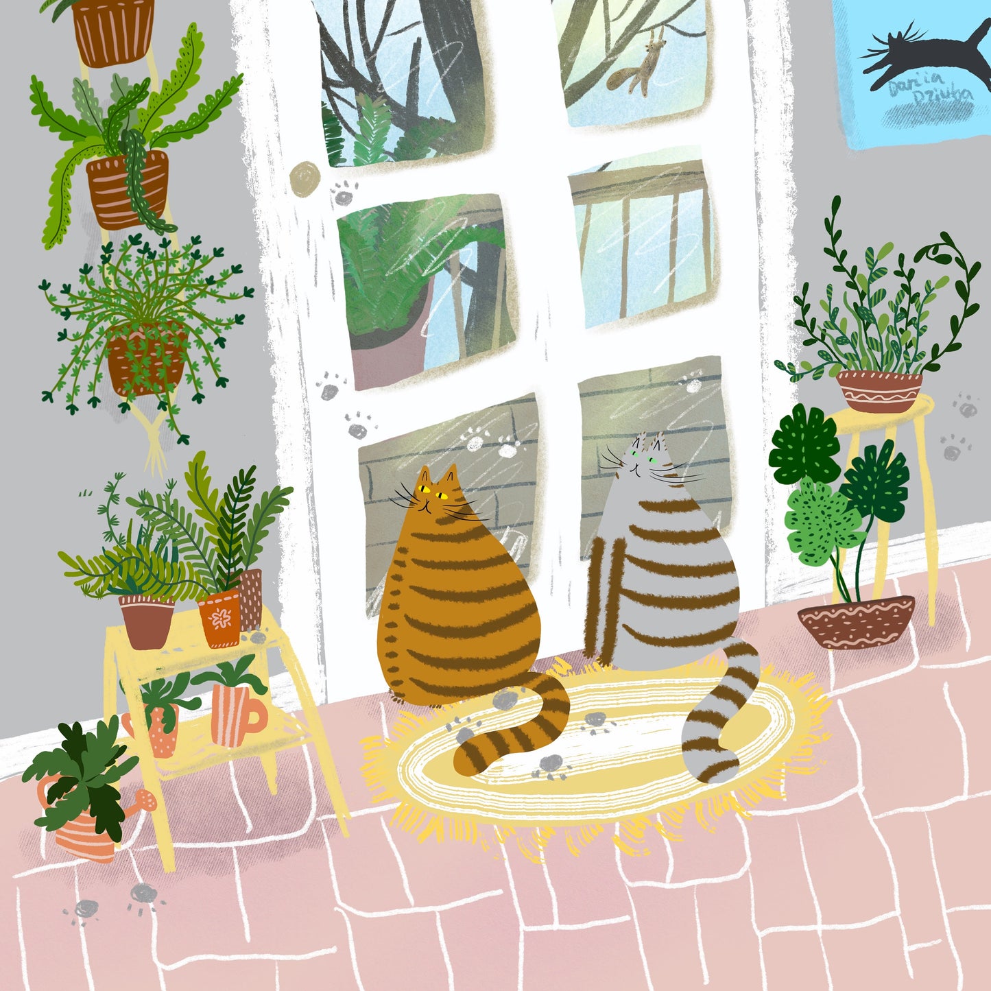 Impression d'art de chat : Chats à la porte