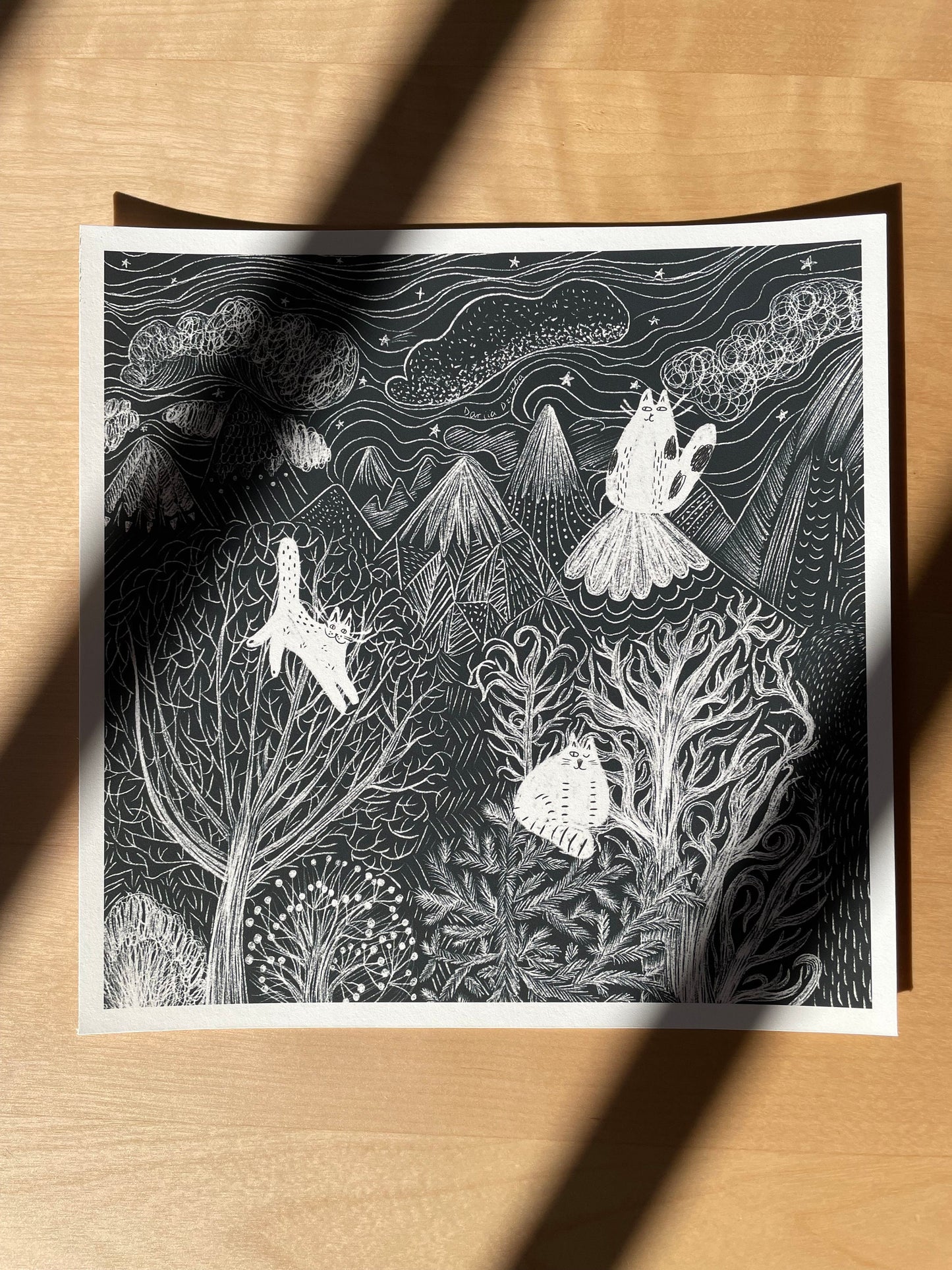 Impression d'art de chat : Gribouillage de chat