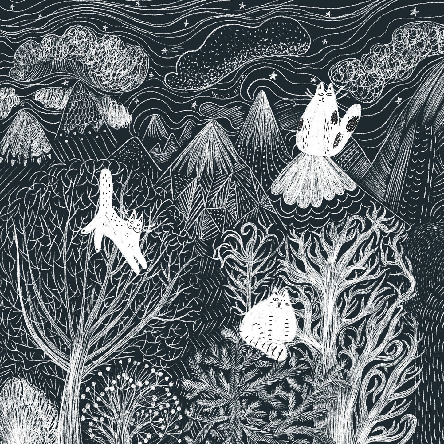 Impression d'art de chat : Gribouillage de chat