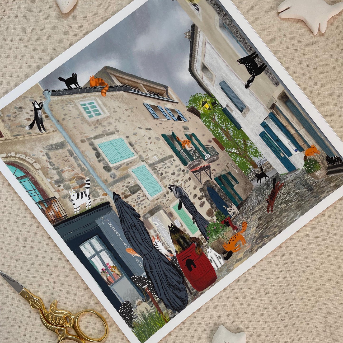 Impression d'art non encadrée : Chats après la pluie (Bize-Minervois)