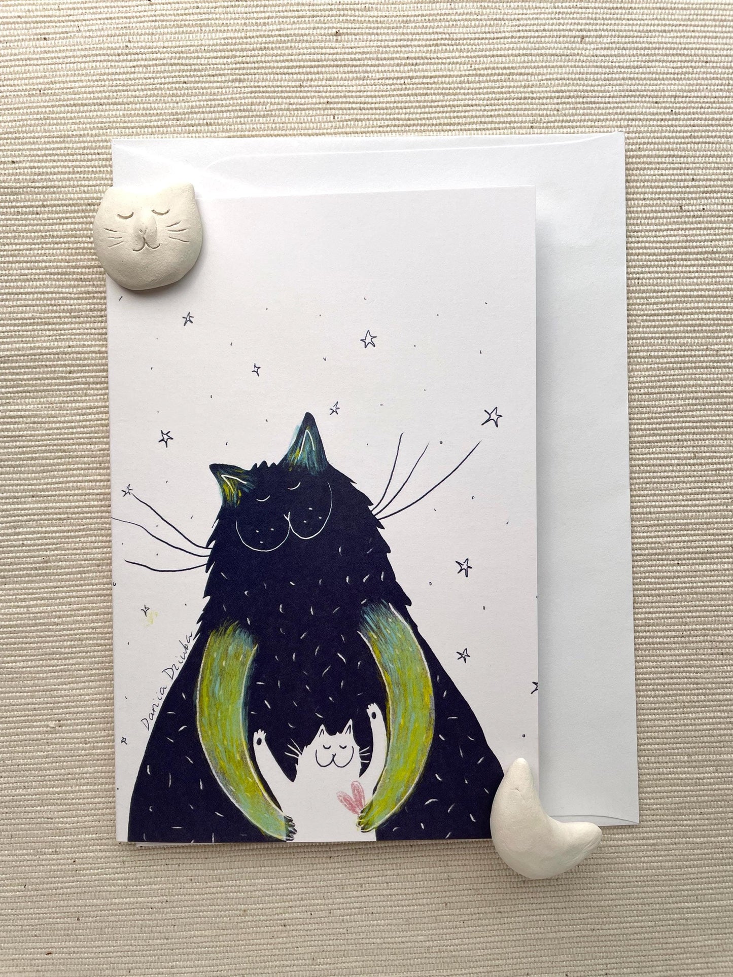Vertical Greeting card: Heartwarming Hug Cats, Cozy and Whimsical