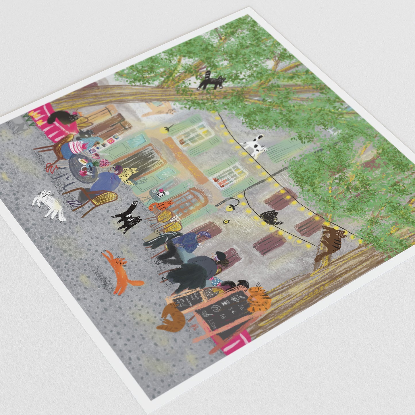 Unframed art print: Cats in Restaurant in France