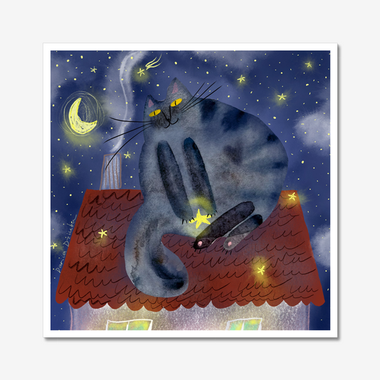 Impression d'art sans cadre : Le chat sur le toit