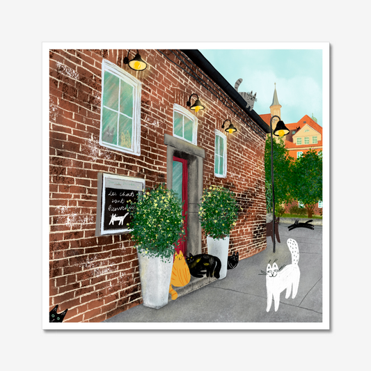 Unframed Art Print: Cats In Restaurant In Germany