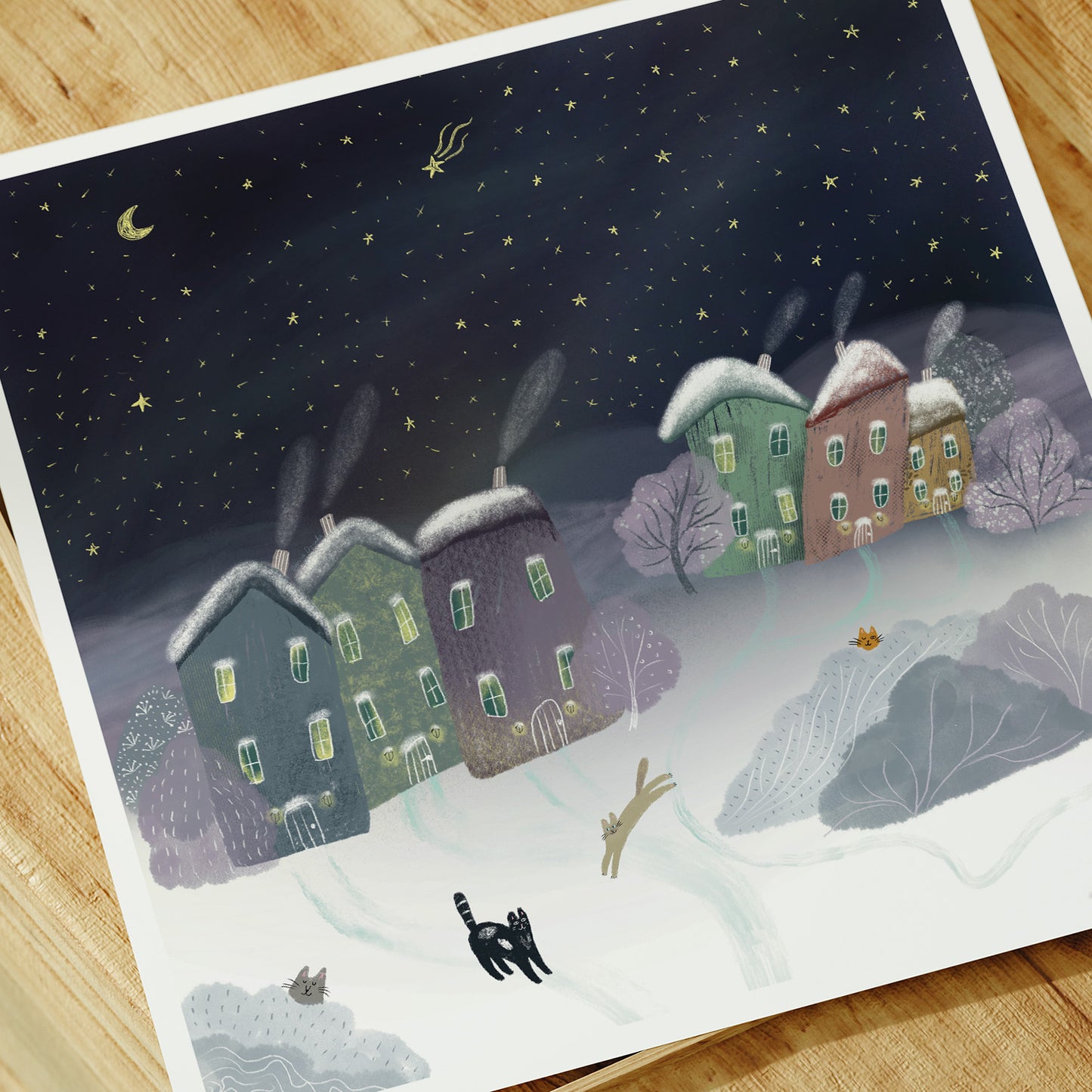 Unframed Art Print: Starry Winter Night