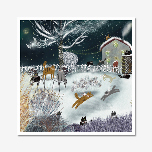 Unframed Art Print: Winter Night Cats