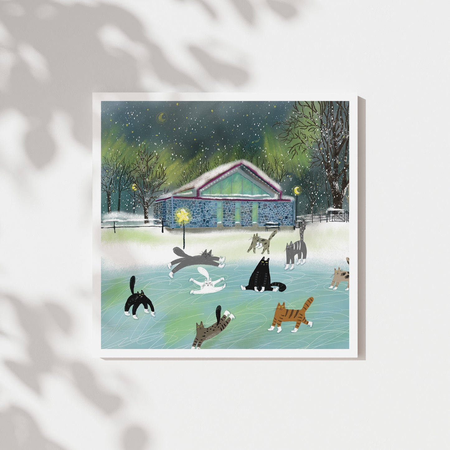 Unframed Art Print: Ice Skating Cats