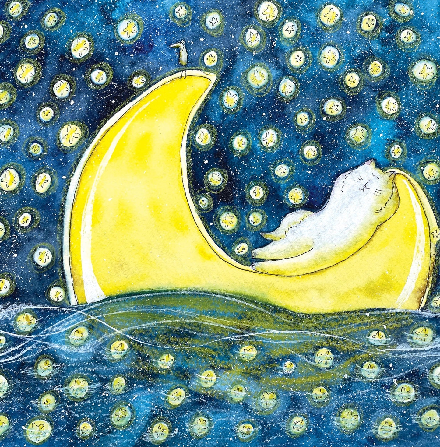 Carte carrée naviguant dans la nuit: Carte de vœux