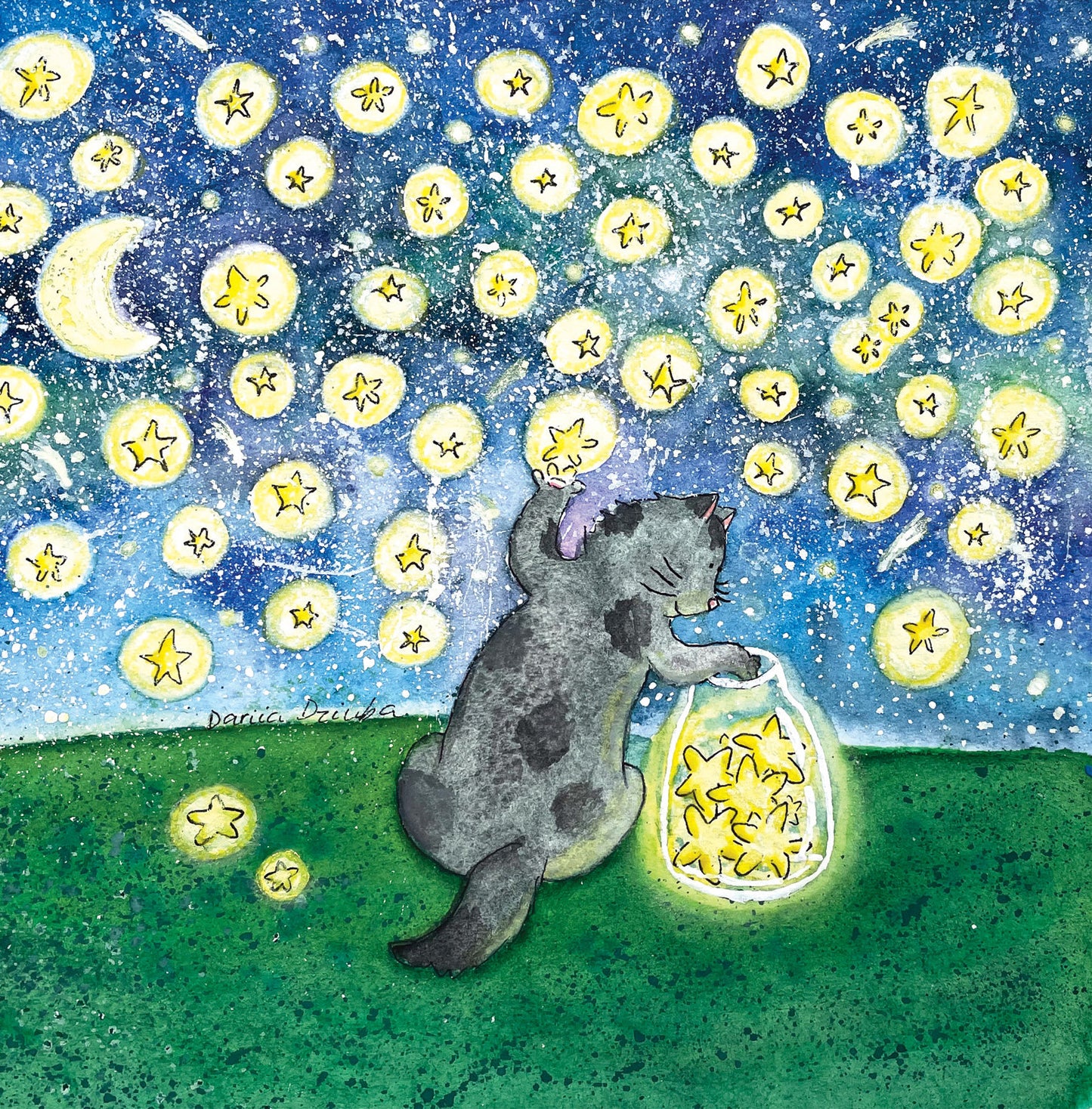 Carte de vœux carrée : Carte carrée sauve les étoiles / Envoi d'étoiles à la maison