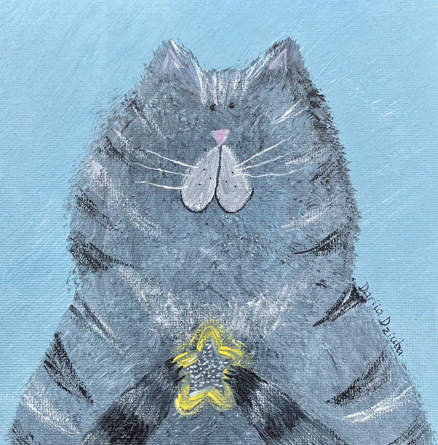 Carte de vœux carrée : Chaton avec étoile