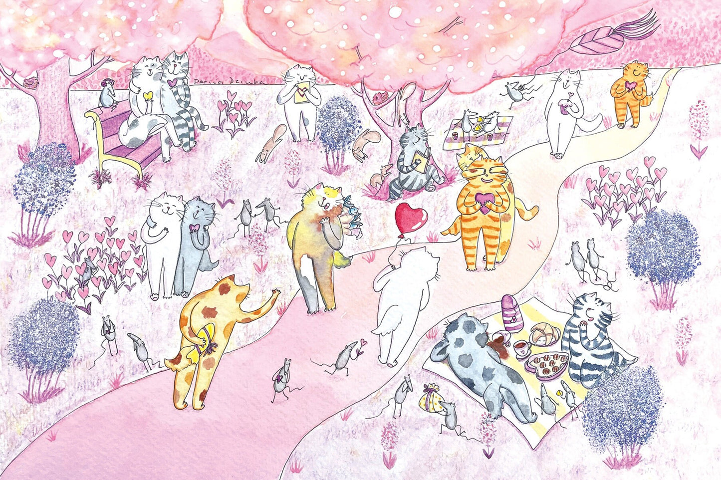 Carte de vœux horizontale : L'amour est dans l'air