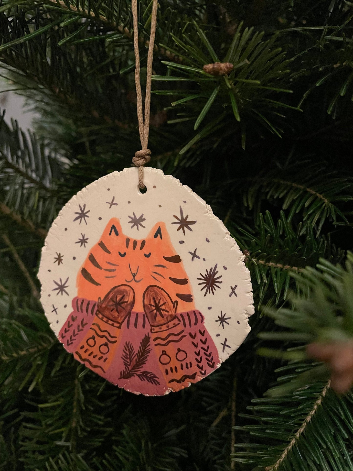 Ceramic ornament: Cat in sweater ceramic ornament