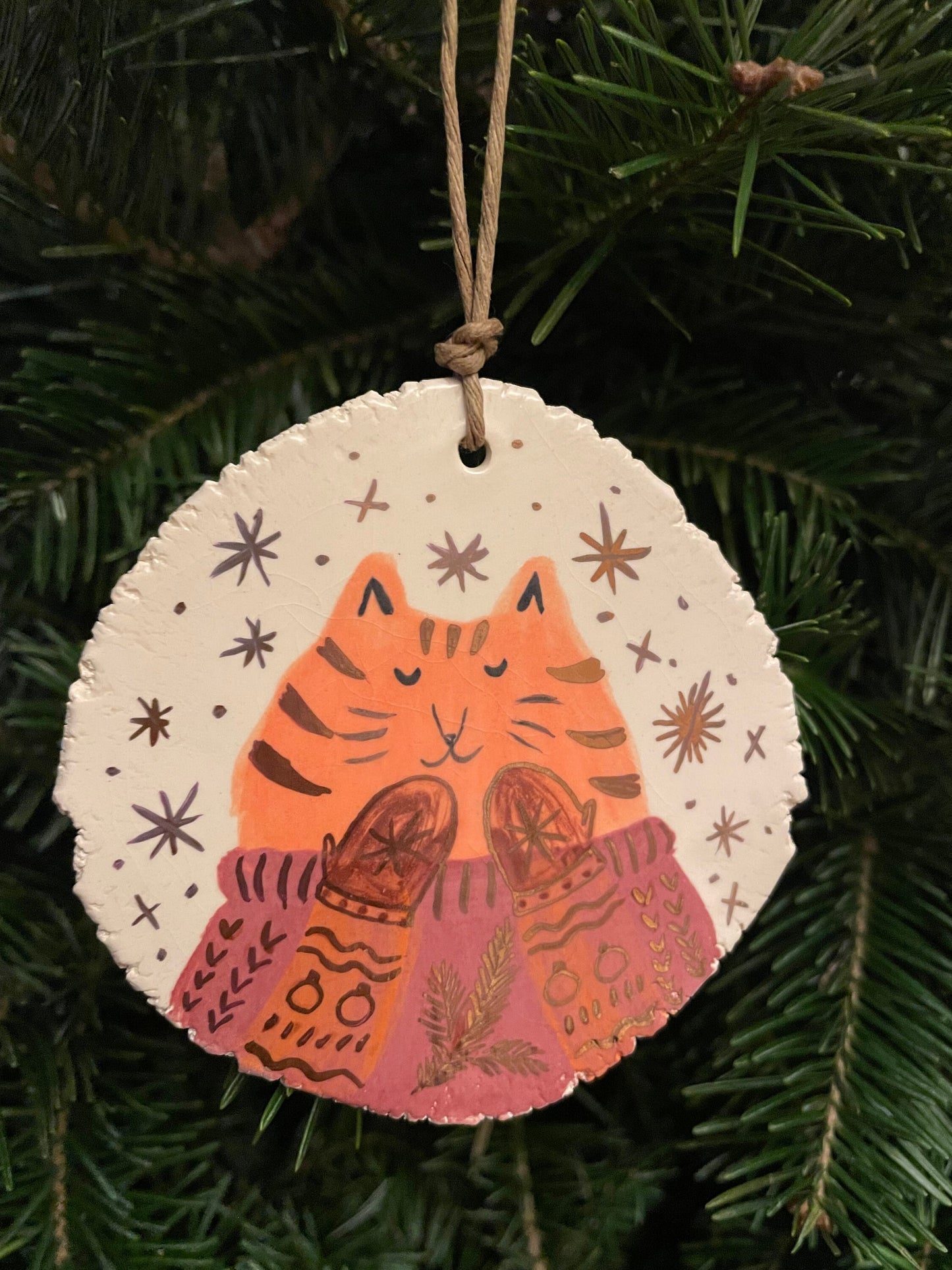 Ceramic ornament: Cat in sweater ceramic ornament