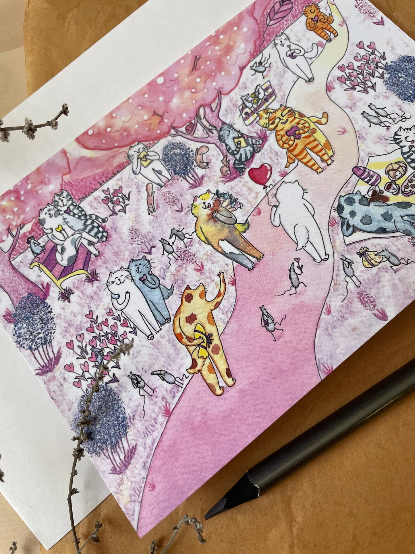 Carte de vœux horizontale : L'amour est dans l'air