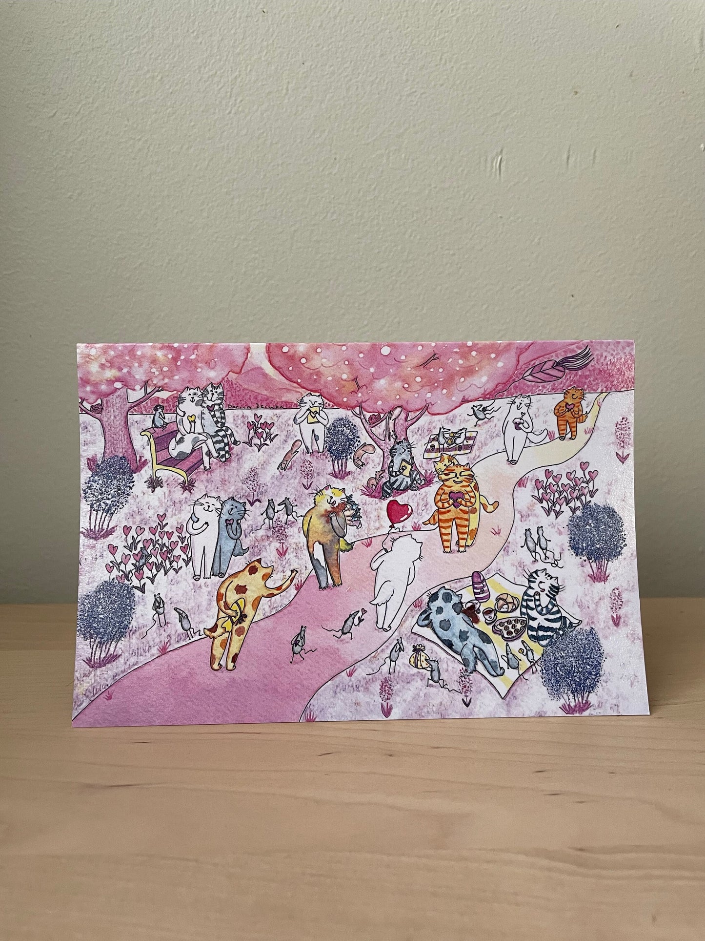 Carte de vœux horizontale : L'amour est dans l'air